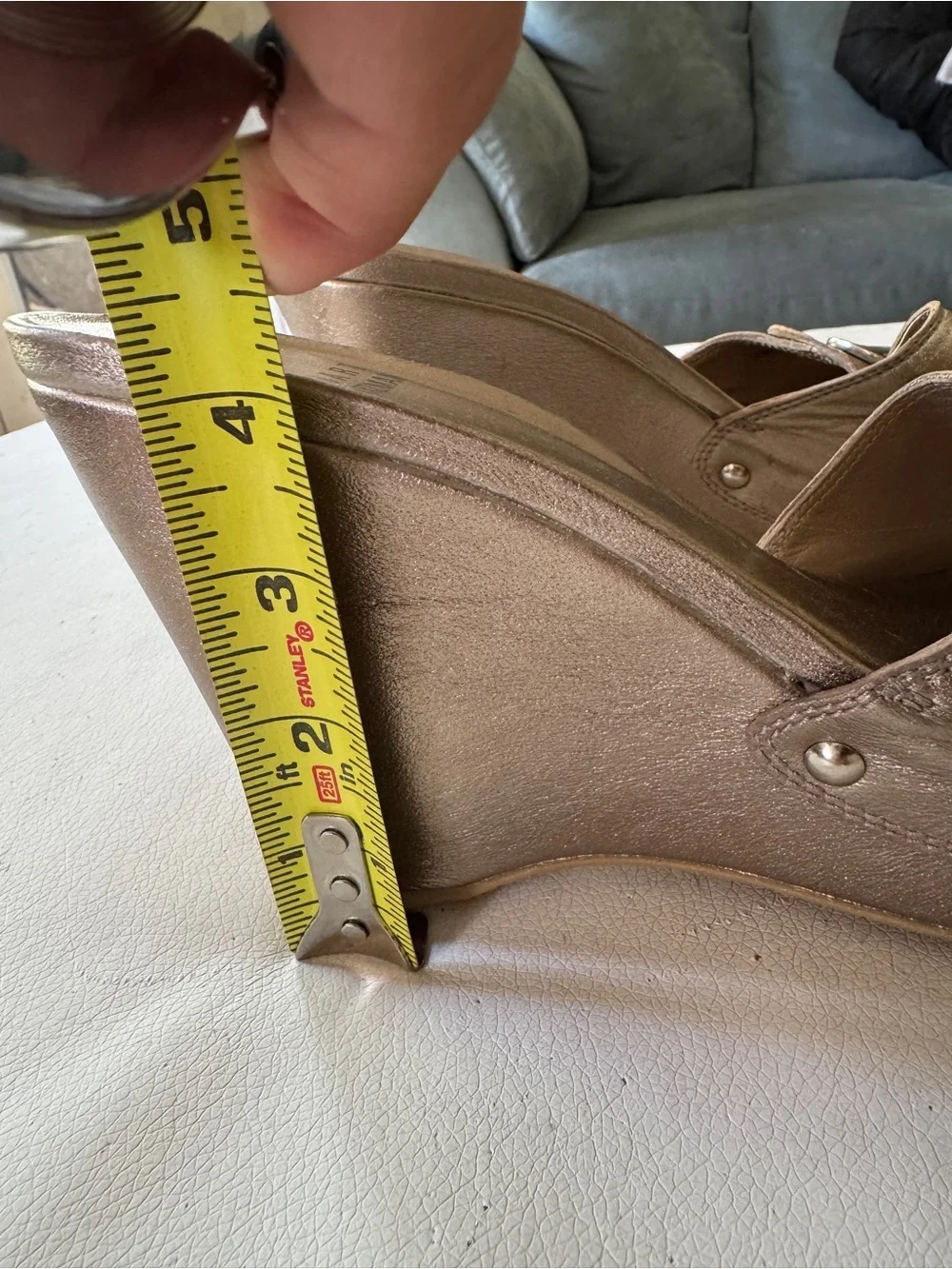 Stuart Weitzman Bronze Metallic Wedge Mules